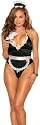 Plus Size French Maid Lingerie Sleepwear Set - Teddie, Hat, Apron and Feather Tickler