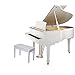 Tenive Adjustable Height Leather Dual Padded Wooden Artist Piano Music Keyboard Bench w/Book Storage,White