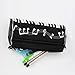 Crosstree Waterproof Zipper Large capacity stationery Pen Pencil Bag for student or Business people with 2pcs free pencil gift. (Music Black)