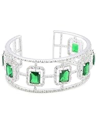 CZ by Kenneth Jay Lane "Trend Cubic Zirconia" Rhodium-Plated Emerald-Shape and Pave Cuff