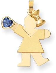 14k Girl with CZ December Birthstone Charm