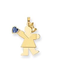 14k Yellow Gold Girl with CZ December Birthstone Charm