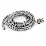 uxcell　ケーブルオーガナイザーラップ　スパイラルバンド　グレー　プラスチック　ワイヤークランプ入り　3M