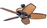 Monte Carlo 5ML52RA Mandalay, 52-Inch 5-Blade Ceiling Fan, Roman Bronze / Aged Bamboo Motor Finish and Aged Bamboo Blades