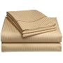 Renaissance Collection 600 Thread-Count Woven Stripe Cotton Queen Sheet Set,  Honey