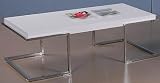 LUXURY High Gloss White and Chrome Rectangular Coffee Cocktail Table