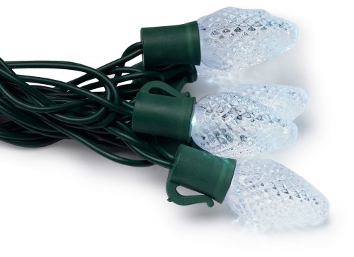 Bethlehem Lighting Indoor Outdoor C7 LED Faceted Cone 25-Christmas Light Set - White