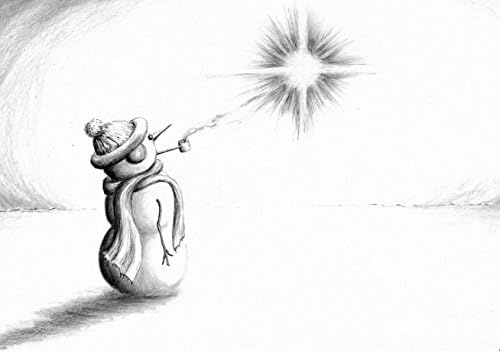 Free shipping! Christmas cards with Snowman pondering a star, set of 10