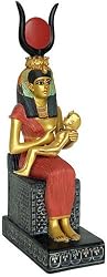 Isis Nursing Horus Statue, Black Finish