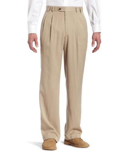 Cutter & Buck Men's Gabardine Microfiber Cuffed Trouser, Khaki, 3832
