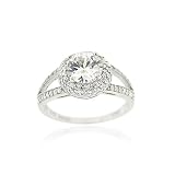 Sterling Silver CZ Round Bridal Engagement Ring