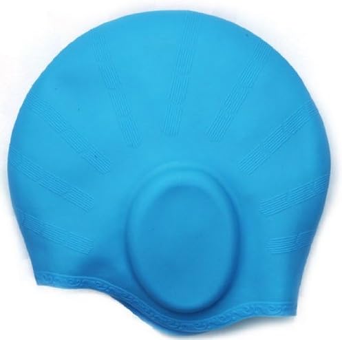 Anti-water Swim Caps Silicone for Men and Women Waterproof for Long Hair Ear Cover Ear Protection (blue)