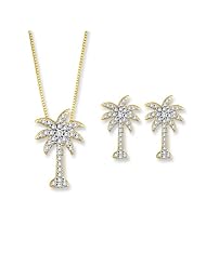 Diamond Palm Tree Jewelry Set in 14K Yellow Gold (1/3 cttw)