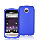 Blue Rubberized Snap-On Hard Skin Case Cover for LG Optimus M MS690 Metro-P ....