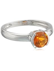 10k White Gold Gem Stone Semi-Bezel Ring