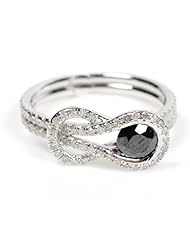 1.09ct Black & White Diamond Christmas Fine Ring Sterling Silver Jewelry