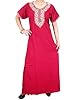 Womans Muumuu Caftan Neck Embroidered Long Maxi Dress Red Nighty Xxl