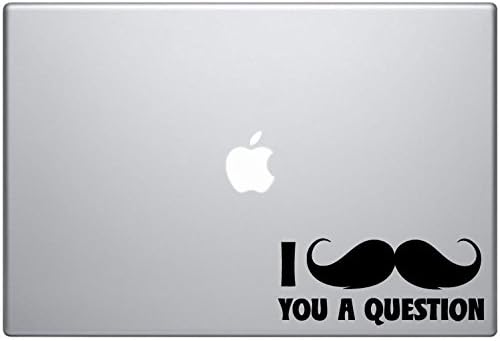 Mustash you a question 5" Black Vinyl Decal for Macbook pro