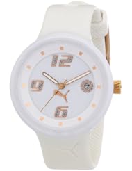 PUMA Womens PU910672002 Slick 3-Hand-Date White and Rosegold Watch