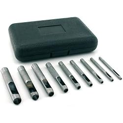 9 Pcs Hollow Leather Punch Set w/ Storage Tool Box New