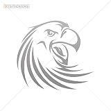 Decoration Vinyl Sticker Eagle Head Decoration Motorbike fearless prey Ecuador tattoo (7 X 6,34 Inches) Gray 50%