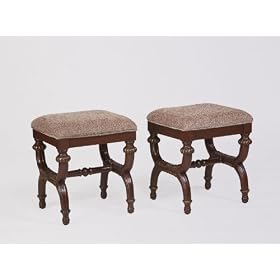 Click here to buy Stool in Faux Antique Mahogany - Powell Furniture - 382-206 by Powell Furniture.
