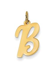 14k Yellow or White Gold Medium Script Initial B Charm