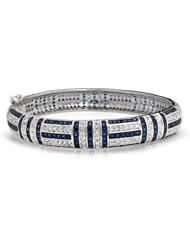 Bling Jewelry Art Deco Style Clear and Blue Sapphire Color CZ Bangle Bracelet