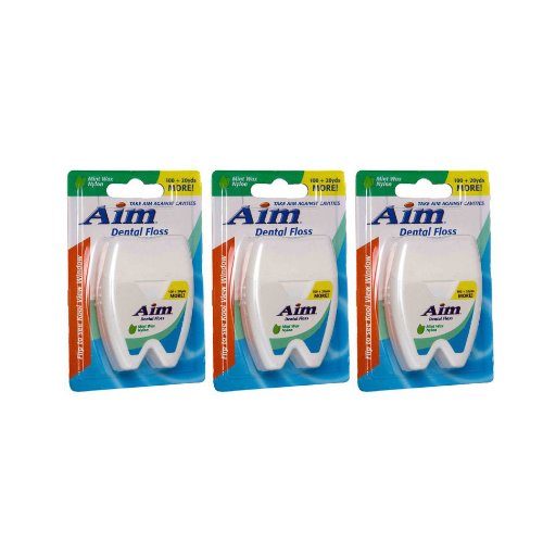 Image of AIM Mint Waxed Nylon Floss 120 Yards 3pcs