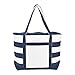 DALIX Striped Boat Bag Premium Cotton Canvas Tote in Navy Blue