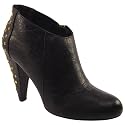 Womens Gold Studded Heel Black Ankle Shoe Boots