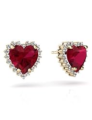 Created Ruby 14kt Yellow Gold Earrings