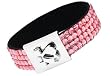 Bling 4 Row Faux Leather & Pink Crystal Cuff Bracelet with Foldover Magnetic Heart Clasp