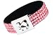 Bling 4 Row Faux Leather & Pink Crystal Cuff Bracelet with Foldover Magnetic Heart Clasp