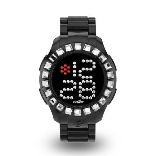Zerone Bedazzled Black Digital Watch (Clear Swarovski Crystal)