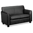 Tailored Leather Reception Two-Cushion Loveseat, 53-1/2w x 28-3/4d x 32h, Black
