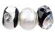 Pandora Style Three (3) Piece Charm Bead Set (Z97) - Murano Style Glass and Faceted Glass (Fits Troll too) ~ Black and White