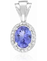 14K White Gold Tanzanite and Diamond Pendant -- LIFETIME WARRANTY