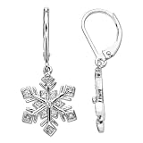 Sterling Silver Snowflake Diamond Earrings (.07 cttw, I-J Color, I2-I3 Clarity)