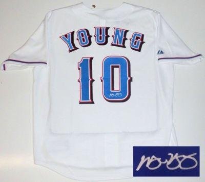 Michael Young Autographed Jersey - Texas Rangers Home Coa