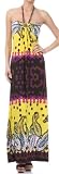 Paisley & Hexagon Graphic Print Braided Halter Bandeau Bodice Long / Maxi Dress