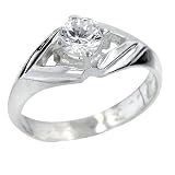 Sterling Silver Round Cubic Zirconia Ring