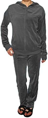 Chebella Women's Velour Suit Set,X-Large,Light Grey