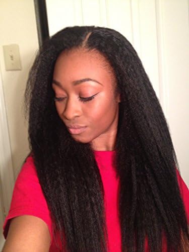 Brazilian virgin human hair Italian kinky yaki glueless full lace wigs &amp; lace front wigs for black women (18inch, lace front wig 1b#)