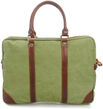 Nasis Leisure Laptop Vintage Canvas Leather School College Messenger Bags Briefcase Handbag iPad Bag AL4040 (light green)