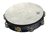 Remo Tambourine, Pretuned, 10 Diameter, 8 Pairs Jingles x 2 Rows, QUADURA Black