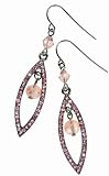 Primrose Hill E2798 Women's Elliptical Pink Crystal, Strawberry Quartz & Glass Bead Drop Earrings