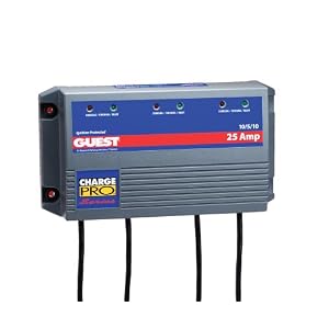 Guest 2623A Charge Pro Series Marine Battery Charger (12 24-Volt, 25-Amps 10 5 10, Triple Output) by