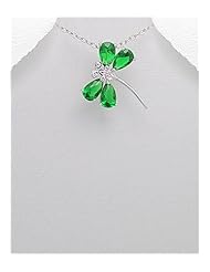 Dragonfly CZ Pendant Necklace In 92.5 Sterling Silver