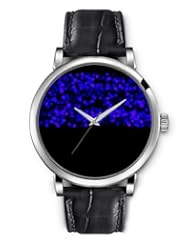 SPRAWL Aanalog Fashion Series Silver Ladies Watches of Genuine Black Leather Strap,Unique Wrist Watch for Women Girls Designed with blue dots